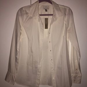 Jcrew White Log Sleeve Button Up